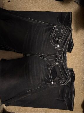 True Religion Black Denim Jeans with White Contrast Stitching